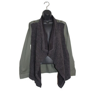 Jack by BB Dakota Women's Open Front Cardigan Jacket, Olive Green/Gray, Size S